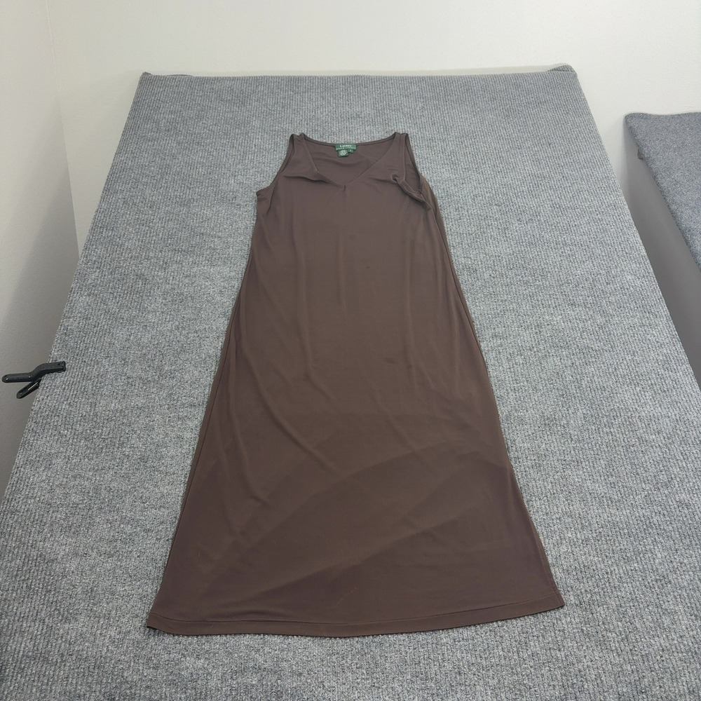 Lauren Ralph Lauren Dress Womens L Brown Rayon Sleeveless V Neck Maxi Minimalist